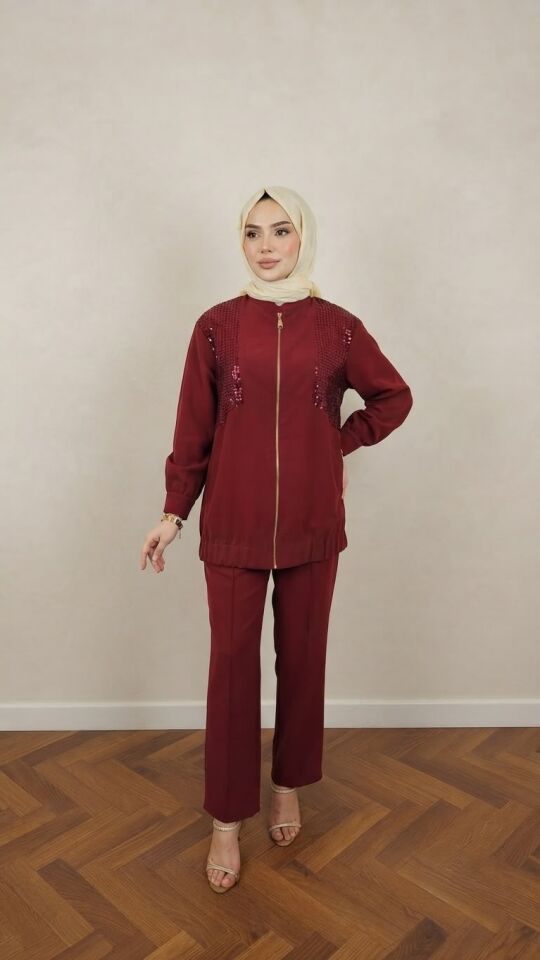 BORDO PAYET DETAYLI PANTOLONLU TAKIM