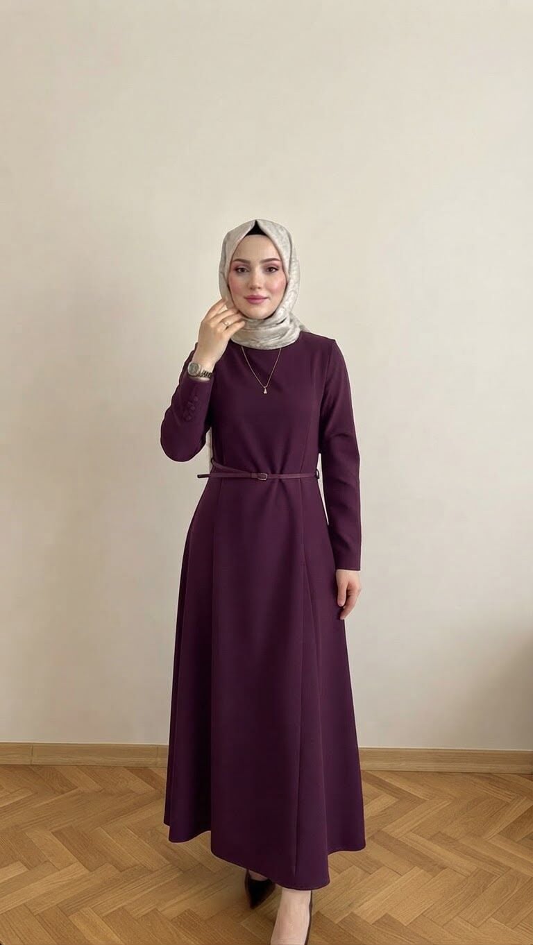 REFKA KUP DETAYLI A FORM BASİC TESETTÜR ELBİSE MÜRDÜM