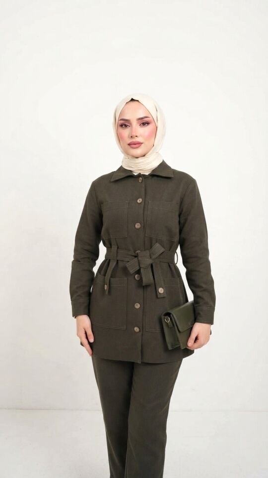 AVENNA KUŞAKLI DENİM İKİLİ TAKIM HAKİ