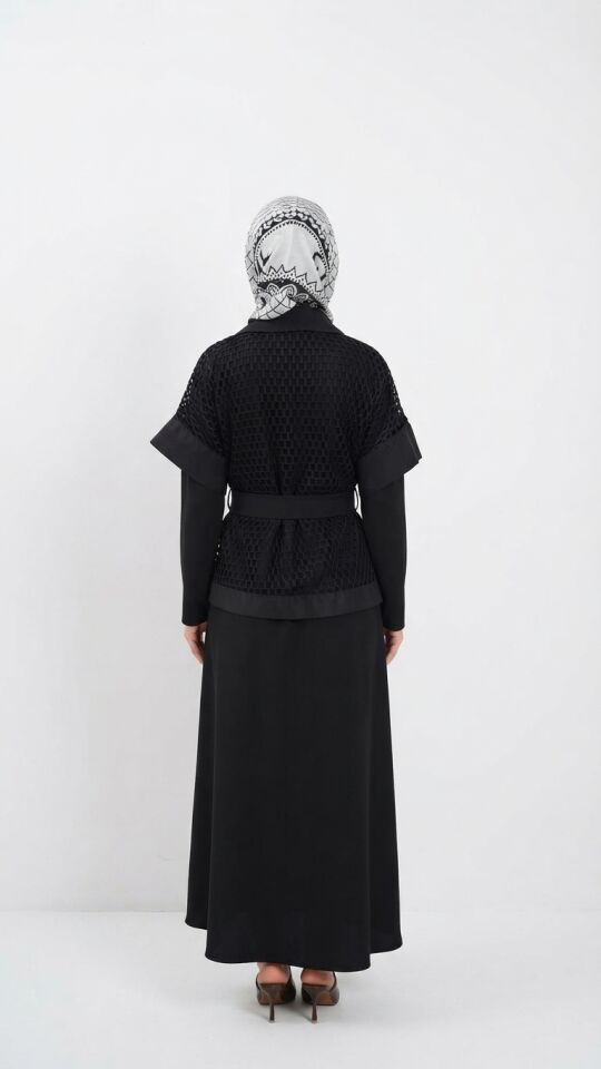 WOMEN KADIN RAHAT KALIP FİLE KUMAŞ İKİLİ TAKIM SİYAH
