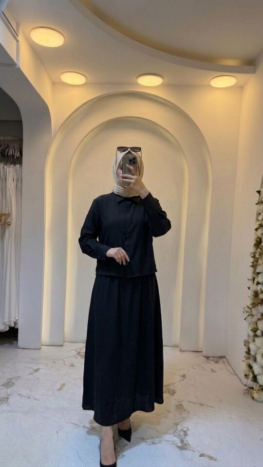 MODAL ETEK GÖMLEK TAKIM SİYAH