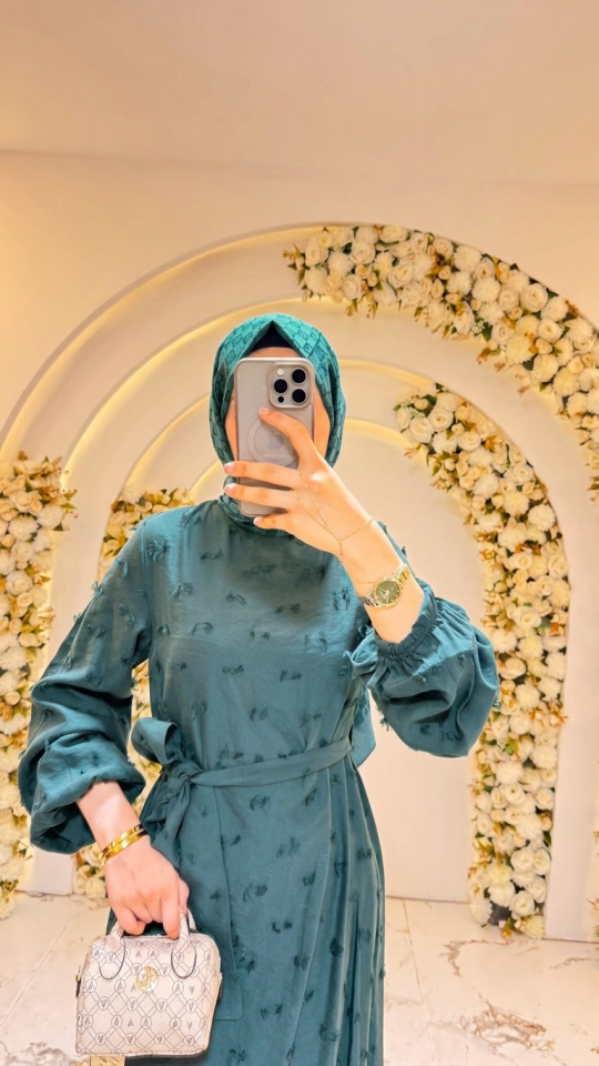 BALON KOLLU PÜSKÜL MODEL ELBİSE HAKİ YEŞİLİ