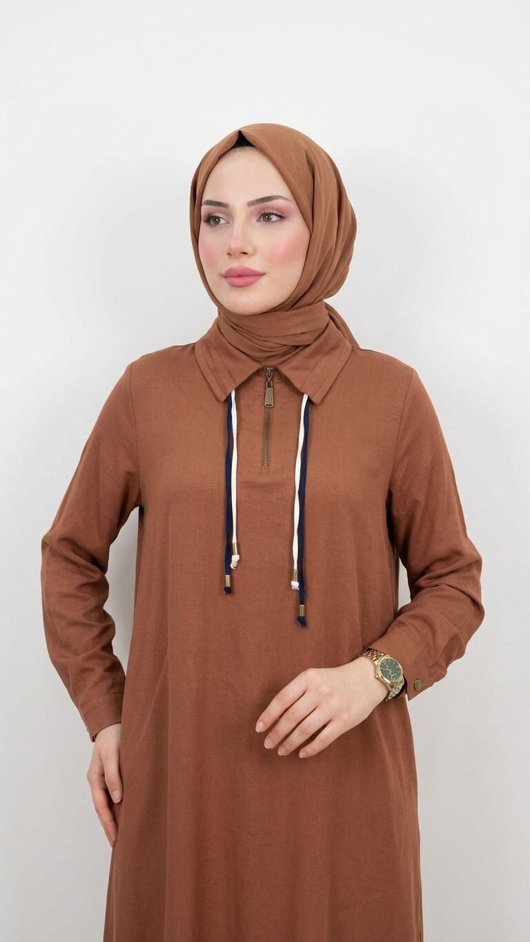 ÇİFT BAĞCIKLI MODAL PANTOLON TUNİK TAKIM KİREMİT