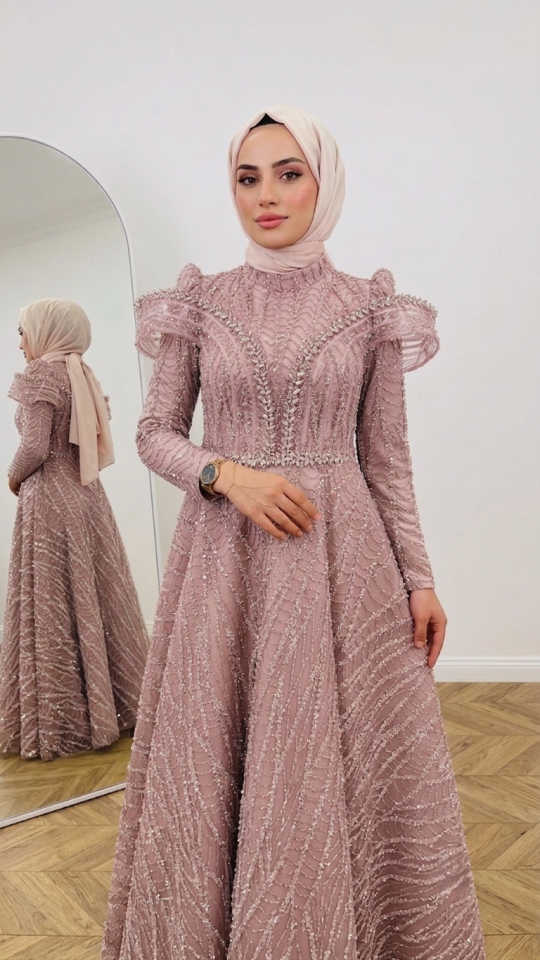 TOZ PEMBE TAŞLI TESETTÜR ABİYE