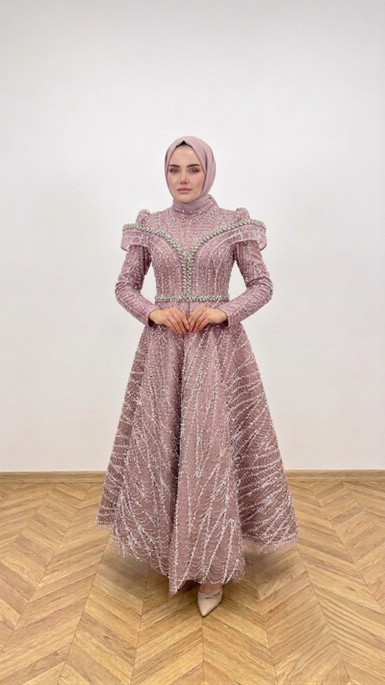 TOZ PEMBE TAŞLI TESETTÜR ABİYE