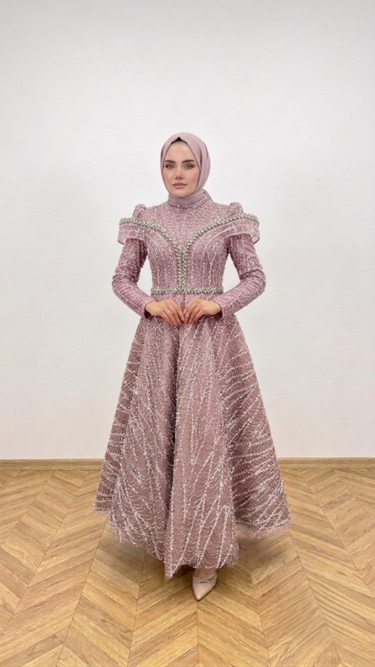 TOZ PEMBE TAŞLI TESETTÜR ABİYE
