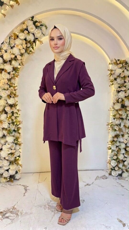 3'lü KREP PANTALONLU TAKIM MÜRDÜM