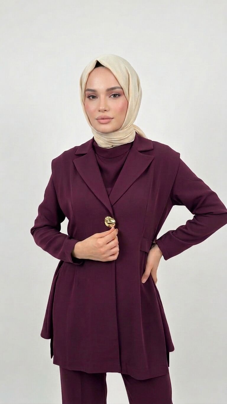 3'lü KREP PANTALONLU TAKIM MÜRDÜM