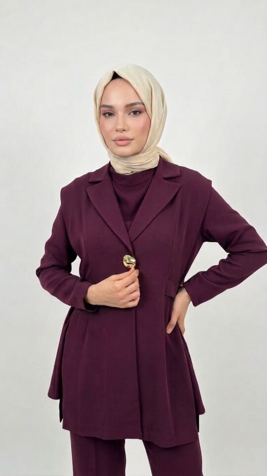 3'lü KREP PANTALONLU TAKIM MÜRDÜM
