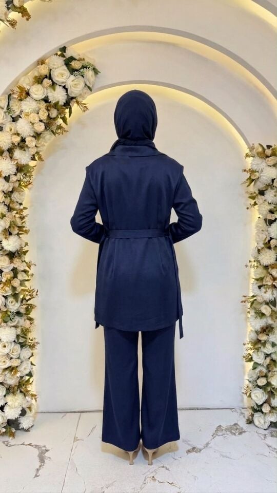 3'lü KREP PANTALONLU TAKIM LACİVERT