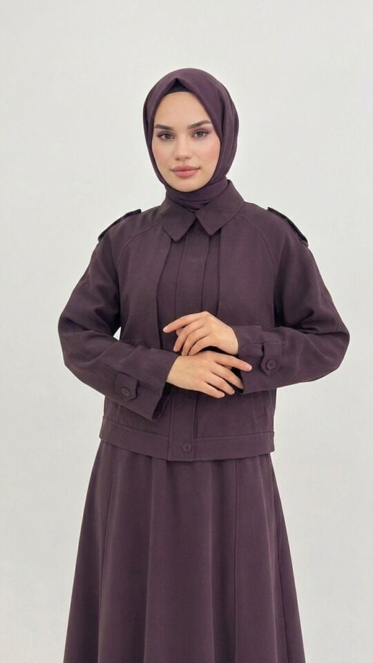 CEP DETAYLI CROP CEKET BORDO