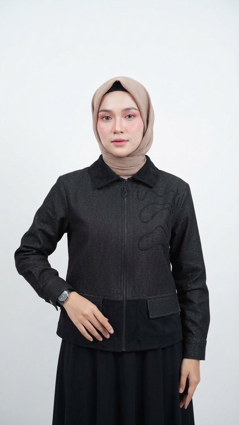 ÇİFT RENKLİ FERMUARLI ETEK TAKIM SİYAH