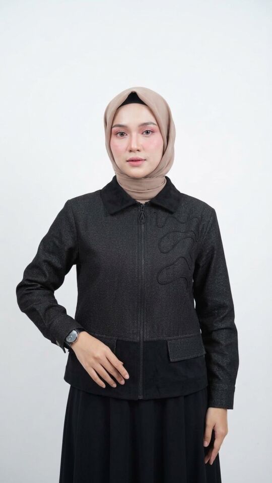 ÇİFT RENKLİ FERMUARLI ETEK TAKIM SİYAH
